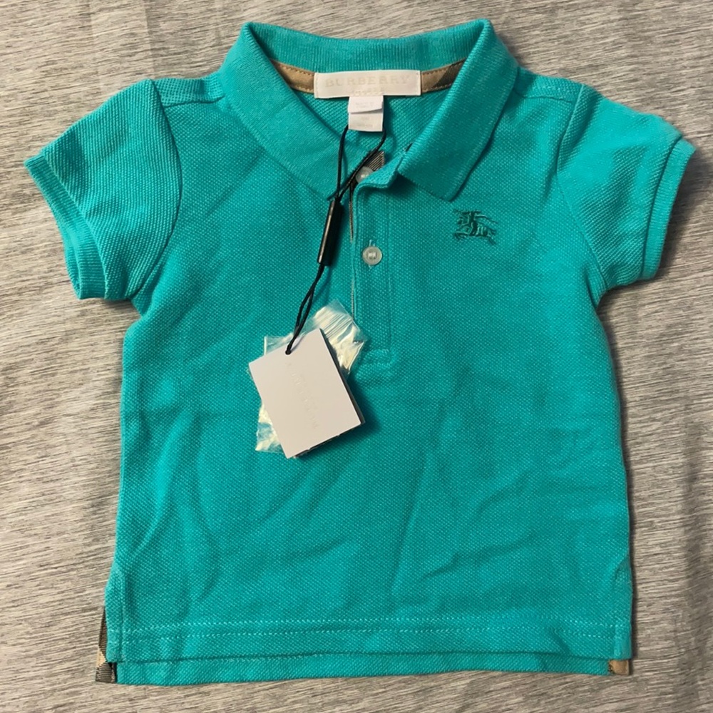 Baby Boy 6 month Burberry polo in light blue